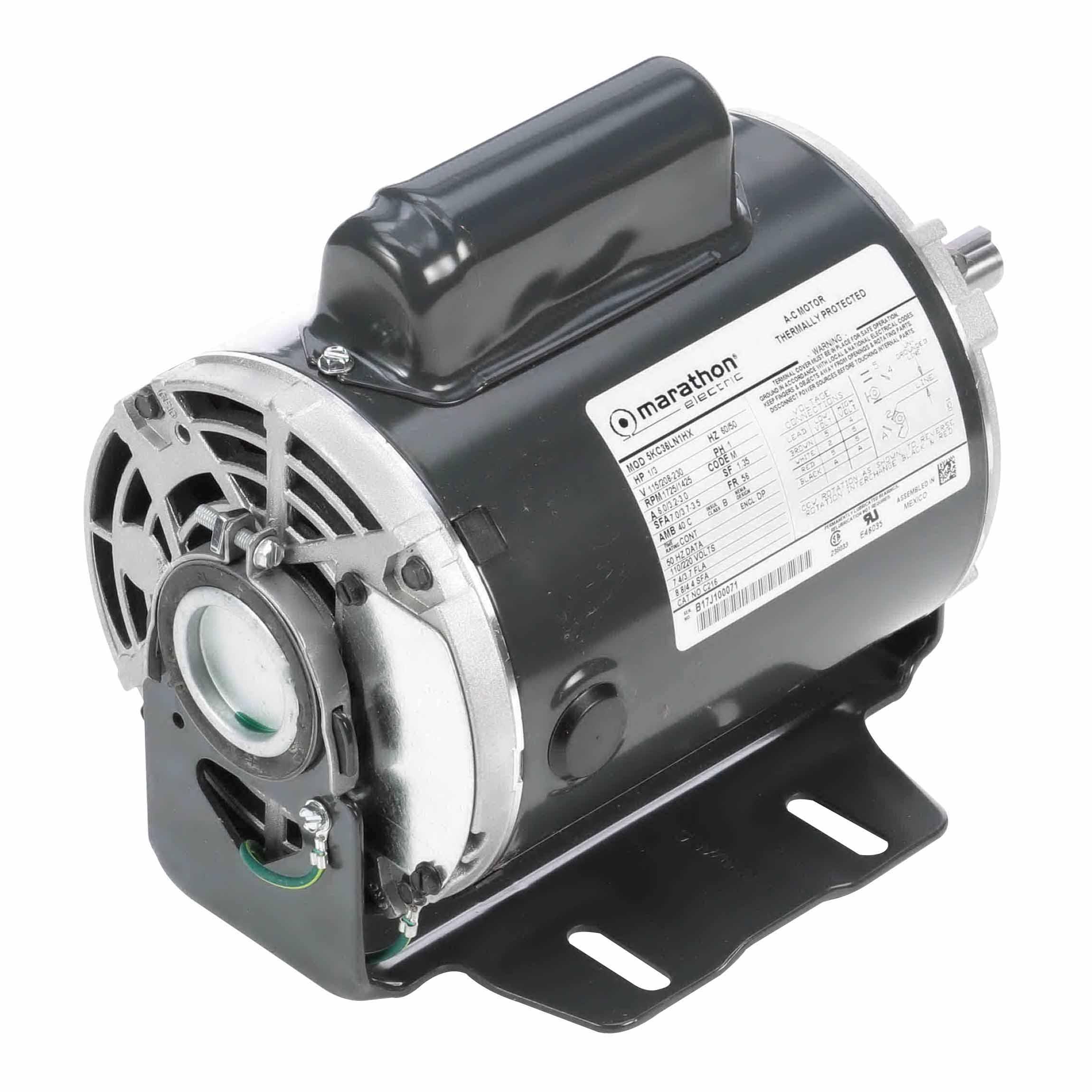 Marathon® 5KC36LN1X C216 Blower Motor, 115/208 to 230 VAC, 6/3.2 to 3 A, 1/3 hp, 1725 rpm Speed, 0.25 kW, 1 ph