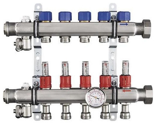 16030 S/S MANIFOLD 2-OUTLET SHUTOFF BALANCING FLOW METERS