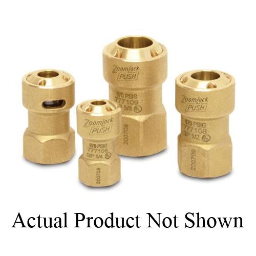 ZoomLock® 777101 Coupling, Push x SAE Flared, 3/8 in, Brass