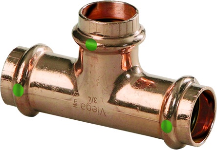 ProPress Copper Tee - 1 in x 1 in x 3/4 in